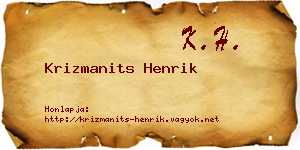 Krizmanits Henrik névjegykártya